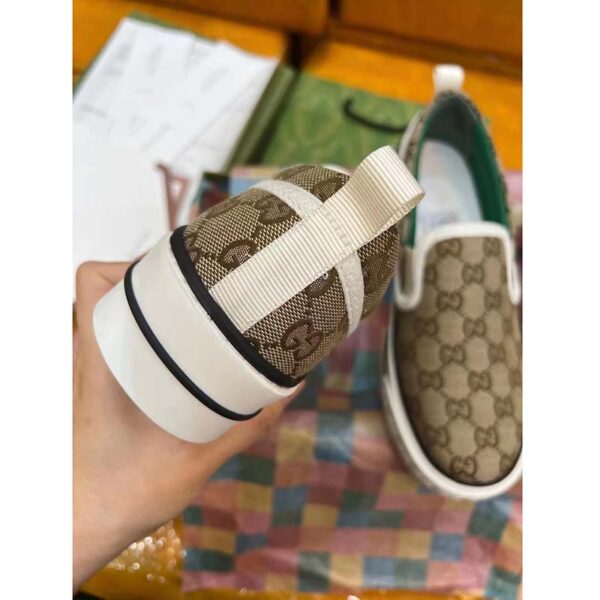 Gucci Unisex GG Tennis 1977 Slip On Sneaker Beige Ebony GG Supreme Canvas (10)