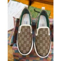 Gucci Unisex GG Tennis 1977 Slip On Sneaker Beige Ebony GG Supreme Canvas (5)