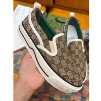 Gucci Unisex GG Tennis 1977 Slip On Sneaker Beige Ebony GG Supreme Canvas (5)