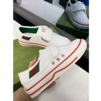 Gucci Unisex GG Tennis 1977 Sneaker White Leather Rubber Sole Velcro Closure Flat (9)