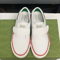 Gucci Unisex GG Tennis 1977 Sneaker White Leather Rubber Sole Velcro Closure Flat (9)