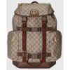 Gucci Unisex Skateboard Backpack Web Beige Ebony GG Supreme Canvas