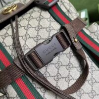 Gucci Unisex Skateboard Backpack Web Beige Ebony GG Supreme Canvas (4)