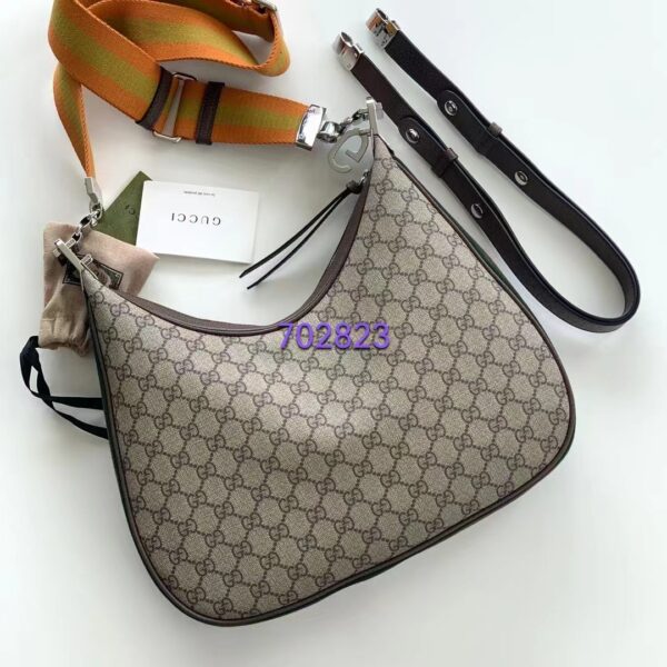 Gucci Women Attache Small Shoulder Bag Beige Blue GG Supreme Canvas (8)