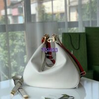 Gucci Women GG Attache Large Shoulder Bag White Leather Green Yellow Web (3)