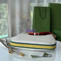 Gucci Women GG Attache Large Shoulder Bag White Leather Green Yellow Web (3)