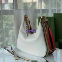 Gucci Women GG Attache Large Shoulder Bag White Leather Green Yellow Web (3)