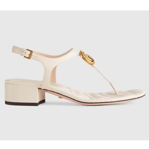 Gucci Women GG Double G Sandal White Leather Sole Double G 5 Cm Heel (6)