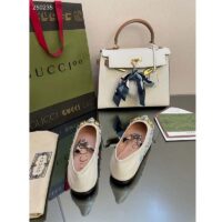 Gucci Women GG Lovelight Crystal Ballet Flat Horsebit White Leather Crystals (5)