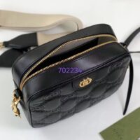 Gucci Women GG Matelassé Leather Shoulder Bag Black Double G (3)