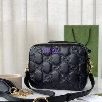 Gucci Women GG Matelassé Leather Shoulder Bag Black Double G (3)