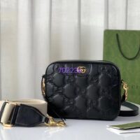 Gucci Women GG Matelassé Leather Shoulder Bag Black Double G (3)