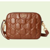 Gucci Women GG Matelassé Leather Shoulder Bag Light Brown Double G (2)