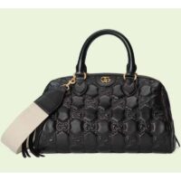 Gucci Women GG Matelassé Leather Top Handle Bag Black Matelassé Leather Double G (4)