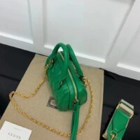 Gucci Women GG Matelassé Leather Top Handle Bag Bright Green Double G (6)