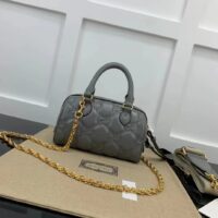 Gucci Women GG Matelassé Leather Top Handle Bag Dusty Grey Double G (2)