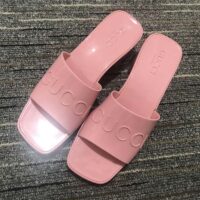 Gucci Women GG Rubber Slide Sandal Pastel Pink 6 Cm Heel (1)