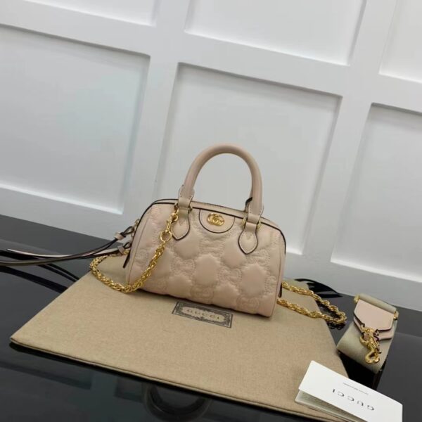 Gucci Women Matelassé Leather Top Handle Bag Beige GG Matelassé Leather Double G (2)