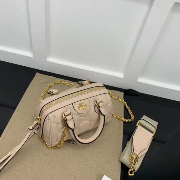 Gucci Women Matelassé Leather Top Handle Bag Beige GG Matelassé Leather Double G (5)