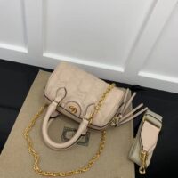 Gucci Women Matelassé Leather Top Handle Bag Beige GG Matelassé Leather Double G (4)