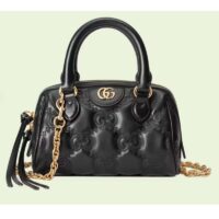 Gucci Women Matelassé Leather Top Handle Bag Black GG Matelassé Leather Double G (9)