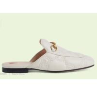 Gucci Women Maxi GG Matelassé Princetown Slipper White Horsebit Leather Sole Flat (6)