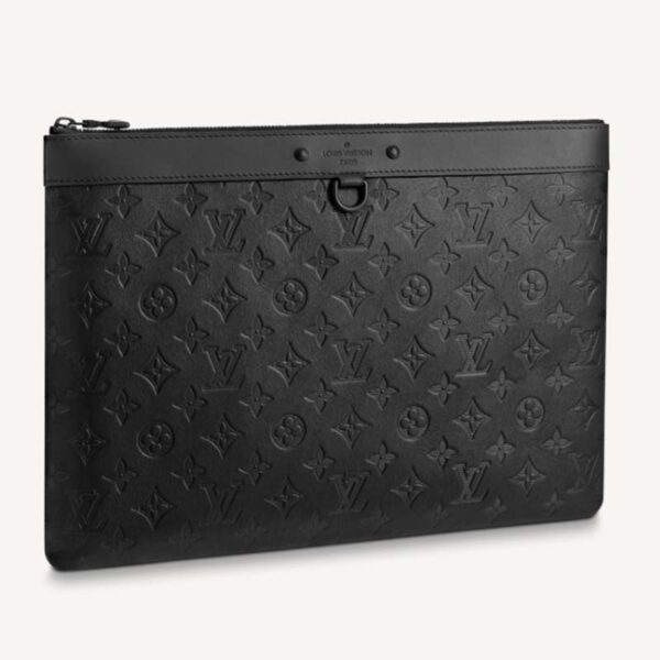 Louis Vuitton LV Unisex Discovery Pochette Black Monogram Shadow Calf Leather (5)