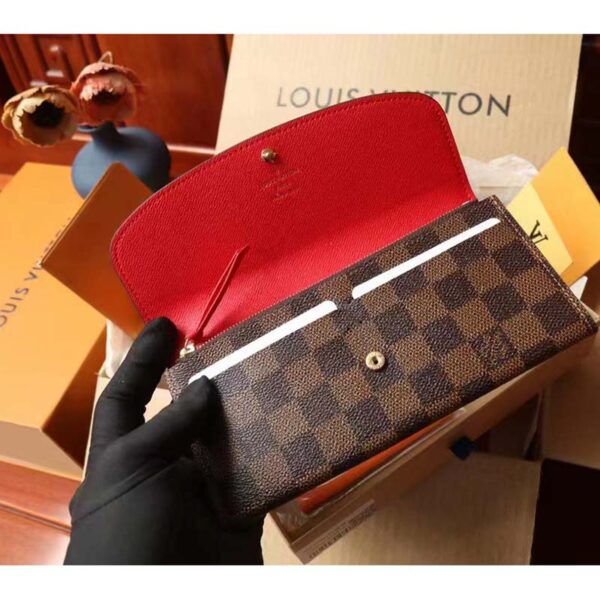 Louis Vuitton LV Unisex Emilie Wallet Rose Ballerine Pink Coated Canvas Grained Cowhide (9)