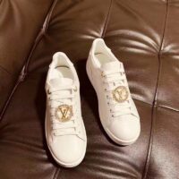 Louis Vuitton LV Unisex Frontrow Sneaker Circle White Calf Leather Rubber Outsole (9)