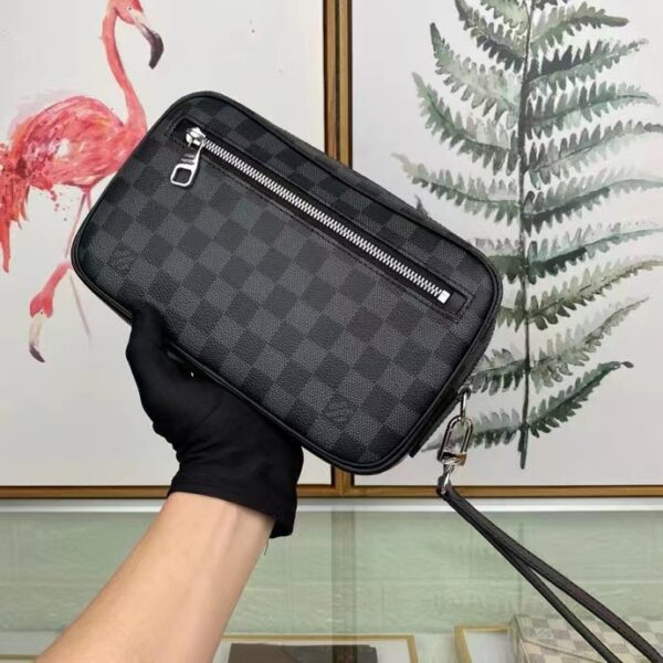 Louis Vuitton LV Unisex Kasai Clutch Grey Damier Graphite Canvas (10)