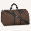 Louis Vuitton LV Unisex Keepall Bandoulière 55 Monogram Canvas Natural Cowhide Leather