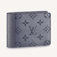 Louis Vuitton LV Unisex Multiple Wallet Gunmetal Gray Monogram Coated Canvas Taiga Cowhide (4)