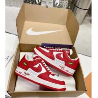 Louis Vuitton LV Unisex Nike Air Force 1 Sneaker Red Monogram Embossed Calf Leather (5)