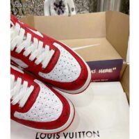 Louis Vuitton LV Unisex Nike Air Force 1 Sneaker Red Monogram Embossed Calf Leather (5)