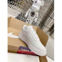 Louis Vuitton LV Unisex Nike Air Force 1 Sneaker White Monogram Embossed Calf Leather (8)