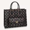 Louis Vuitton LV Unisex Onthego MM Tote Black Monogram Coated Canvas