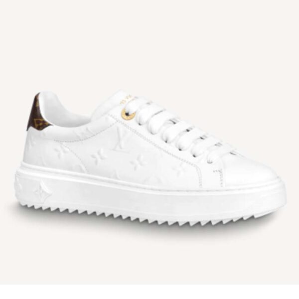 Louis Vuitton LV Unisex Time Out Sneaker White Monogram Debossed Calf Leather (3)