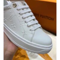 Louis Vuitton LV Unisex Time Out Sneaker White Monogram Debossed Calf Leather (3)