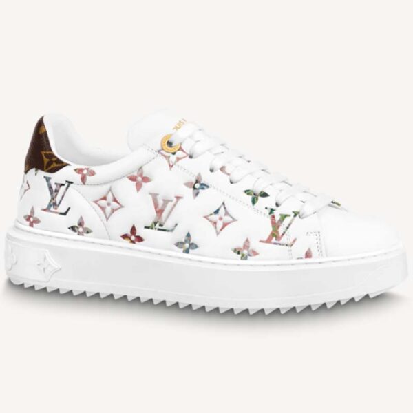 Louis Vuitton LV Unisex Time Out Sneaker White Monogram Embossed Lambskin (7)