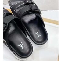 Louis Vuitton LV Unisex Trainer Mule Black Mix Materials Anatomic Insole Initials (10)