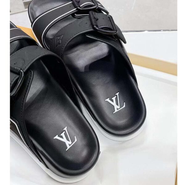 Louis Vuitton LV Unisex Trainer Mule Black Mix Materials Anatomic Insole Initials (5)