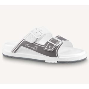 Louis Vuitton LV Unisex Trainer Mule Silver Mix Materials Anatomic Insole Initials