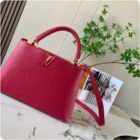 Louis Vuitton LV Women Capucines BB Handbag Scarlet Red Taurillon Leather (2)