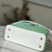 Louis Vuitton LV Women Capucines Mini White Green Taurillon Leather Textile Embroidery (11)