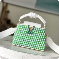 Louis Vuitton LV Women Capucines Mini White Green Taurillon Leather Textile Embroidery (11)