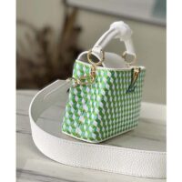 Louis Vuitton LV Women Capucines Mini White Green Taurillon Leather Textile Embroidery (11)