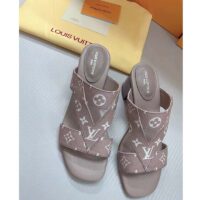 Louis Vuitton LV Women Croisiere Flat Mule Beige Monogram Embossed Grained Calf Leather (5)