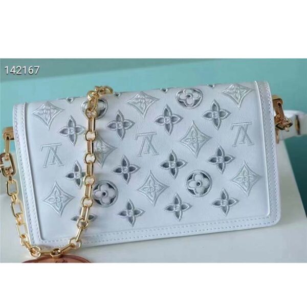 Louis Vuitton LV Women Dauphine East West Handbag White Calfskin Leather (1)