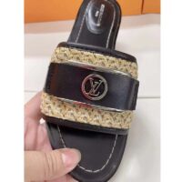 Louis Vuitton LV Women Lock It Flat Mule Black Raffia Calf Leather (5)