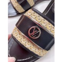 Louis Vuitton LV Women Lock It Flat Mule Black Raffia Calf Leather (5)